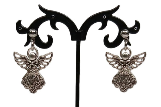 Dangling Silver Angel Earrings-Angel Valentine Earrings