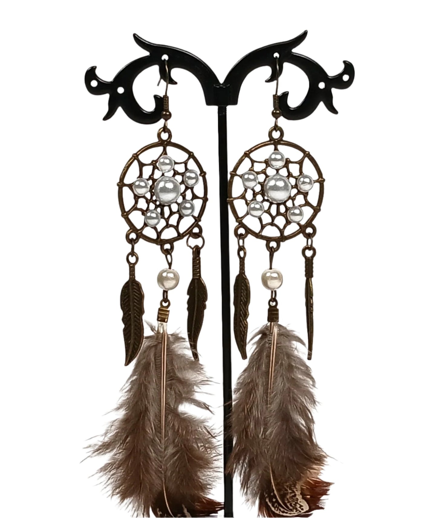 Pheasant Feathered Earrings-Dream Catcher Earrings