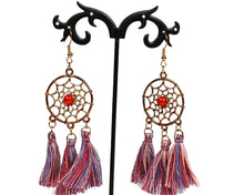 Cargar imagen en el visor de la galería, Bohemian Dreamcatcher Earrings With Tassels-Tassel Earrings
