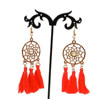 Cargar imagen en el visor de la galería, Bohemian Dreamcatcher Earrings With Tassels-Tassel Earrings
