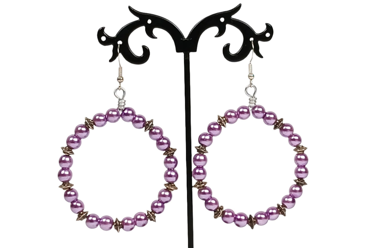 Lavender Aluminum Wire Hoop Earrings-Drop Earrings-Soft Wire Earrings