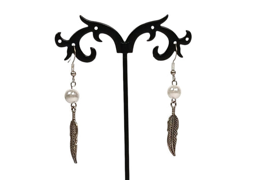 Silver Dream Catcher Wide Feather Earrings-Handmade Dream Catcher Earrings