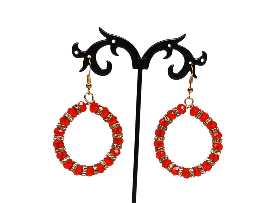 Briolette Beaded Dangling Hoop Earrings