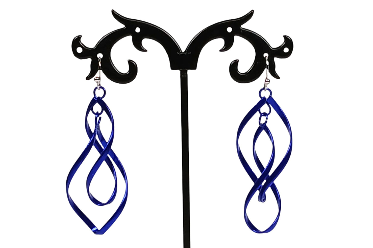 Twist Dangle Navy Blue Drop Earrings