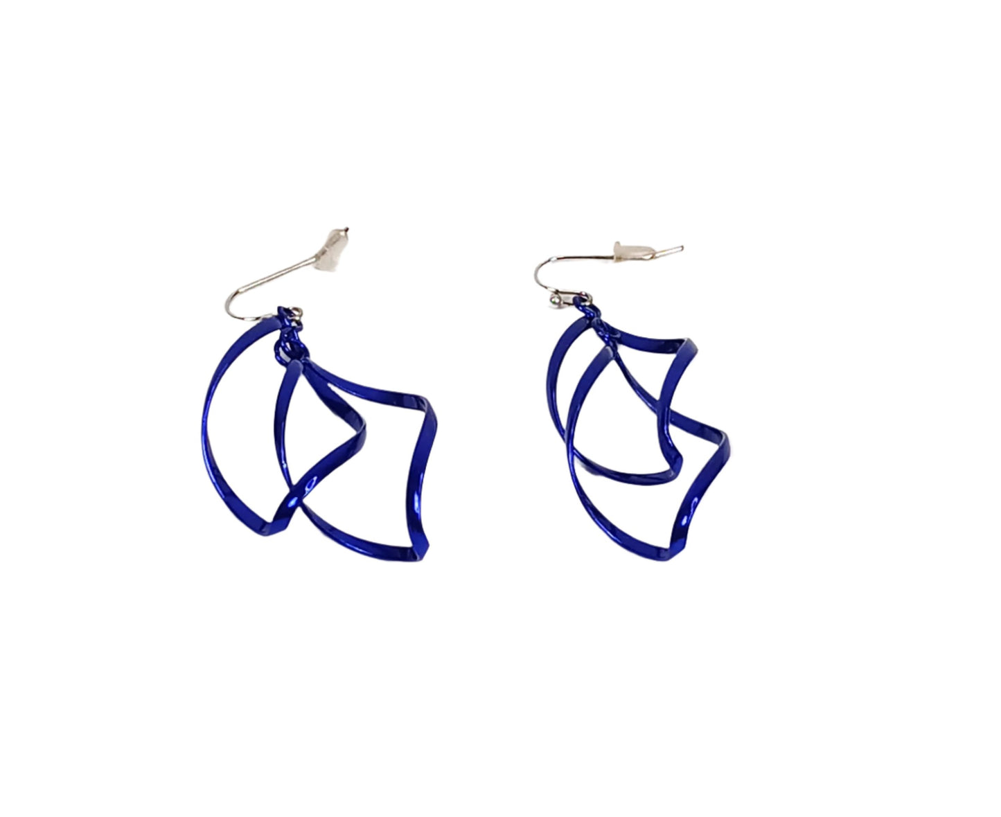 Twist Dangle Navy Blue Drop Earrings