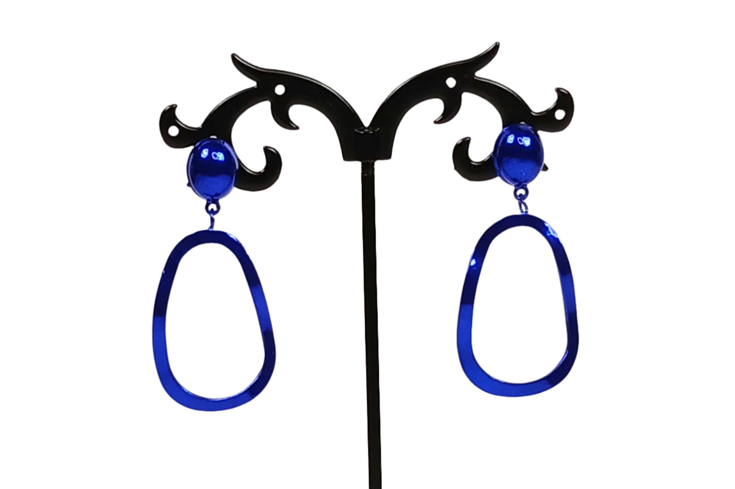 Navy Blue Wavy Drop Earrings