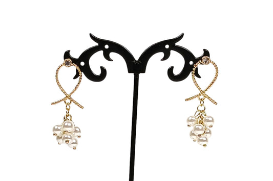 Gold Tone Dangling Pearls Earrings