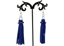 Load image into Gallery viewer, Faux Leather Tassel Earrings-Leather Fringe Earrings-Shoulder Duster
