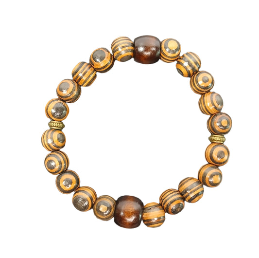 Natural Wood Bead Bracelet-Natural Wood Stretch Unisex Bracelet