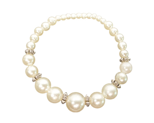 White Pearl Stretch Bracelet-Satin White Pearl Women's Bracelet