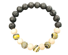 Afbeelding in Gallery-weergave laden, Natural Wood and Lava Bracelet-Lava Rock Bracelet-Unisex Bracelet
