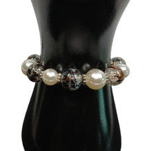 Afbeelding in Gallery-weergave laden, Crackle Bead And Pearl Bracelet-Pearl bracelet-Pearl Stretch Women&#39;s Bracelet
