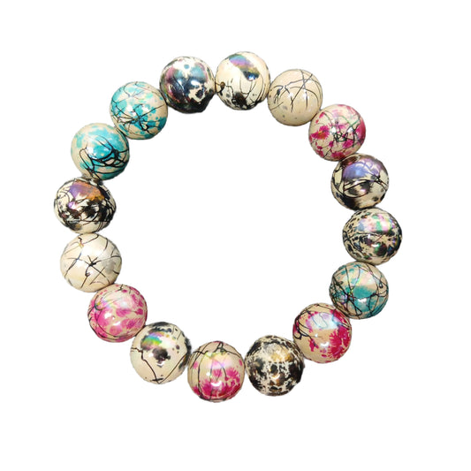 Multicolor Acrylic Bead Bracelet-Oriental Stretch Women's Bracelet