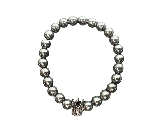 Natural Hematite Gemstone Bracelet with Charm-Unisex Bracelet-3 Var