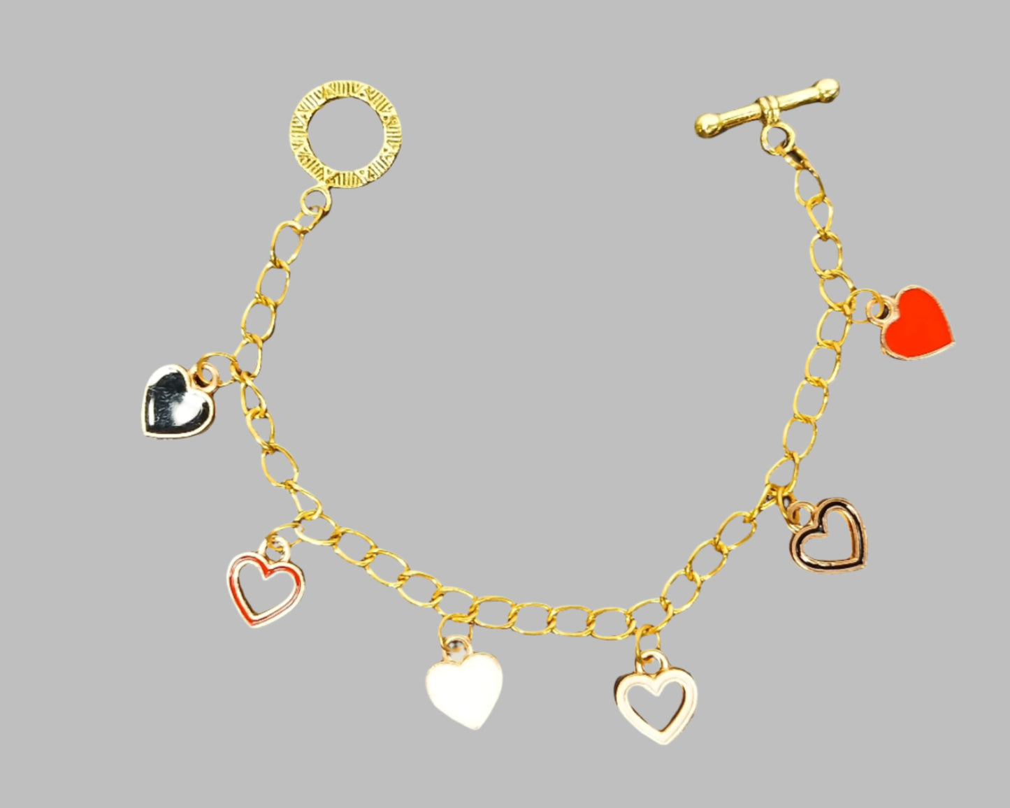 Heart Link Charm Bracelet-Valentines Day Charm Women's Bracelet