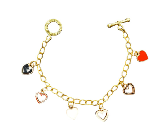 Heart Link Charm Bracelet-Valentines Day Charm Women's Bracelet