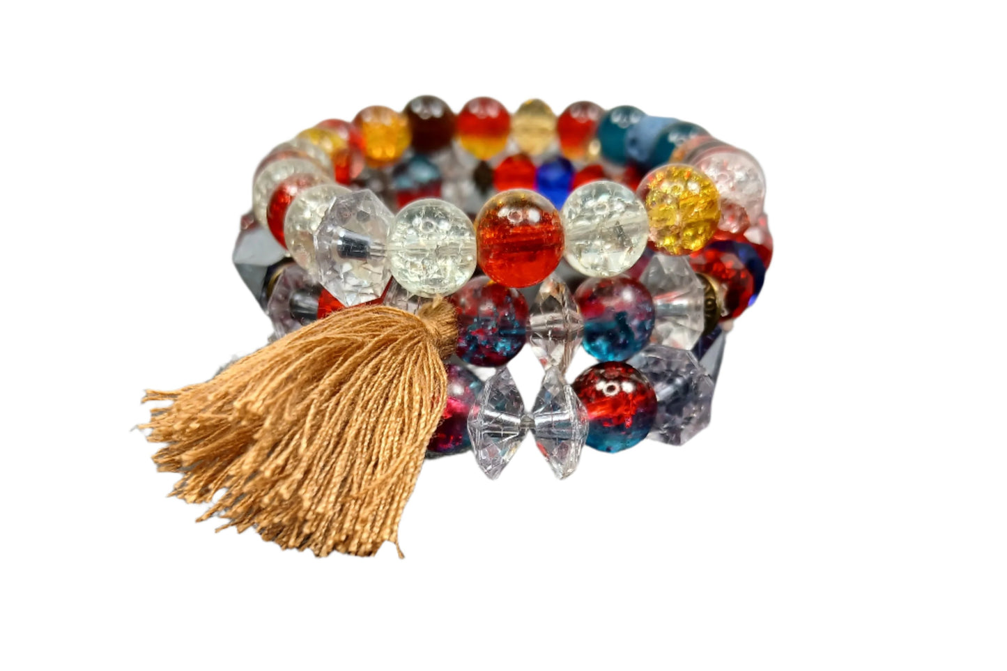 Multicolor Tassel Stacked Women's Bracelet Set-Lava Bracelet Set