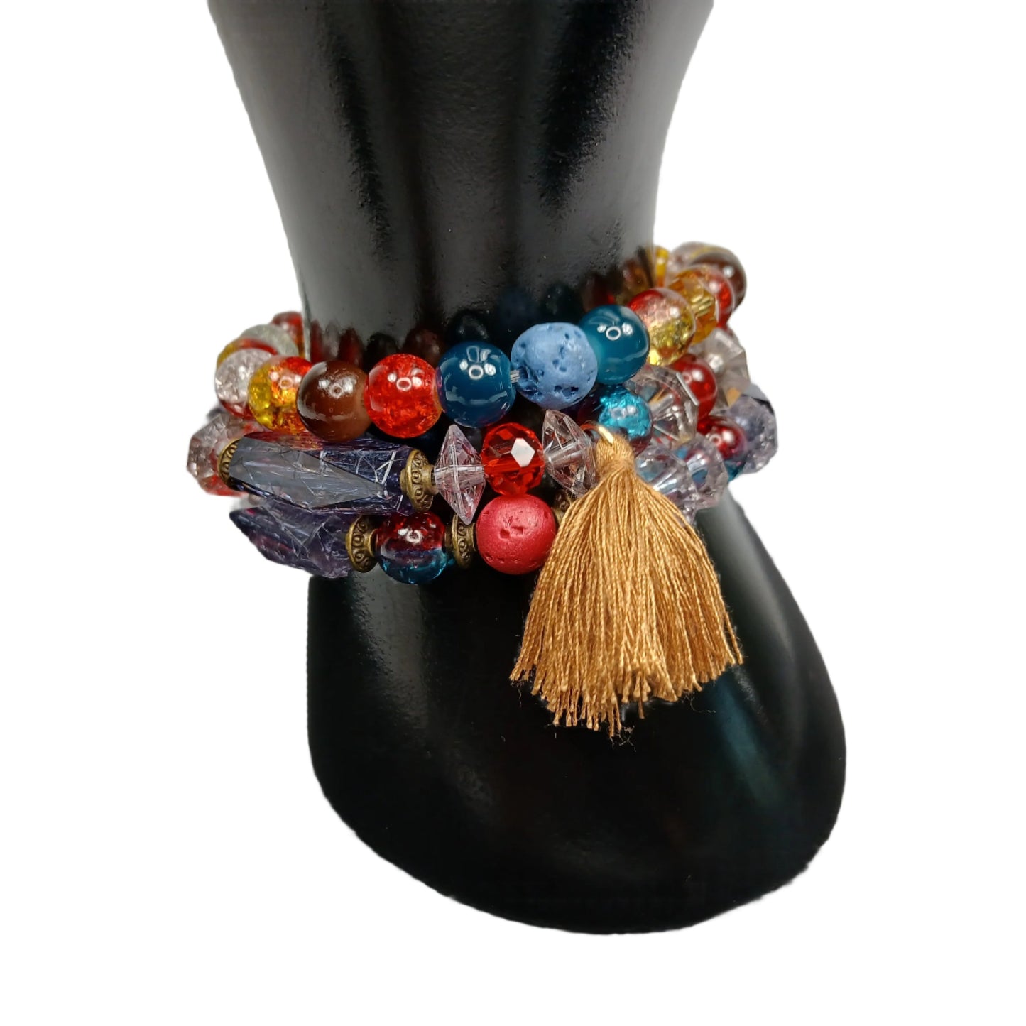 Multicolor Tassel Stacked Women's Bracelet Set-Lava Bracelet Set