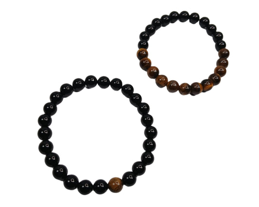 Tiger Eye Black Onyx Unisex Bracelet | Two Options