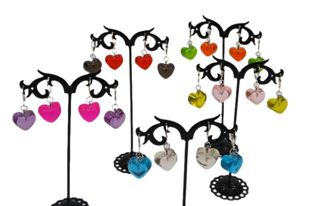 Colorful Heart Bubblegum Dangling Earrings