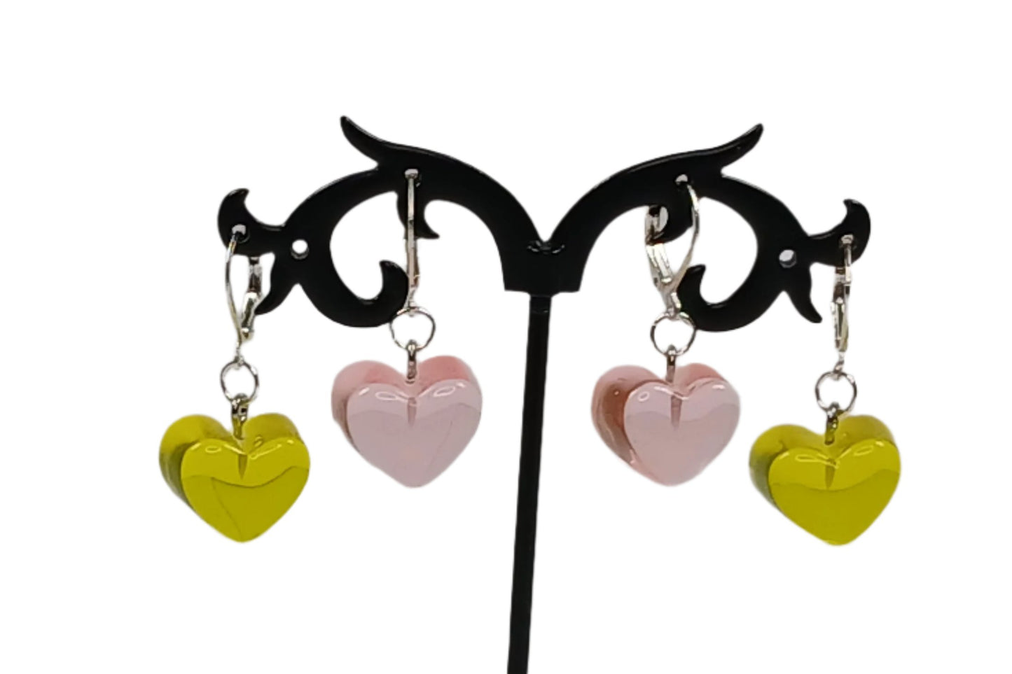 Colorful Heart Bubblegum Dangling Earrings