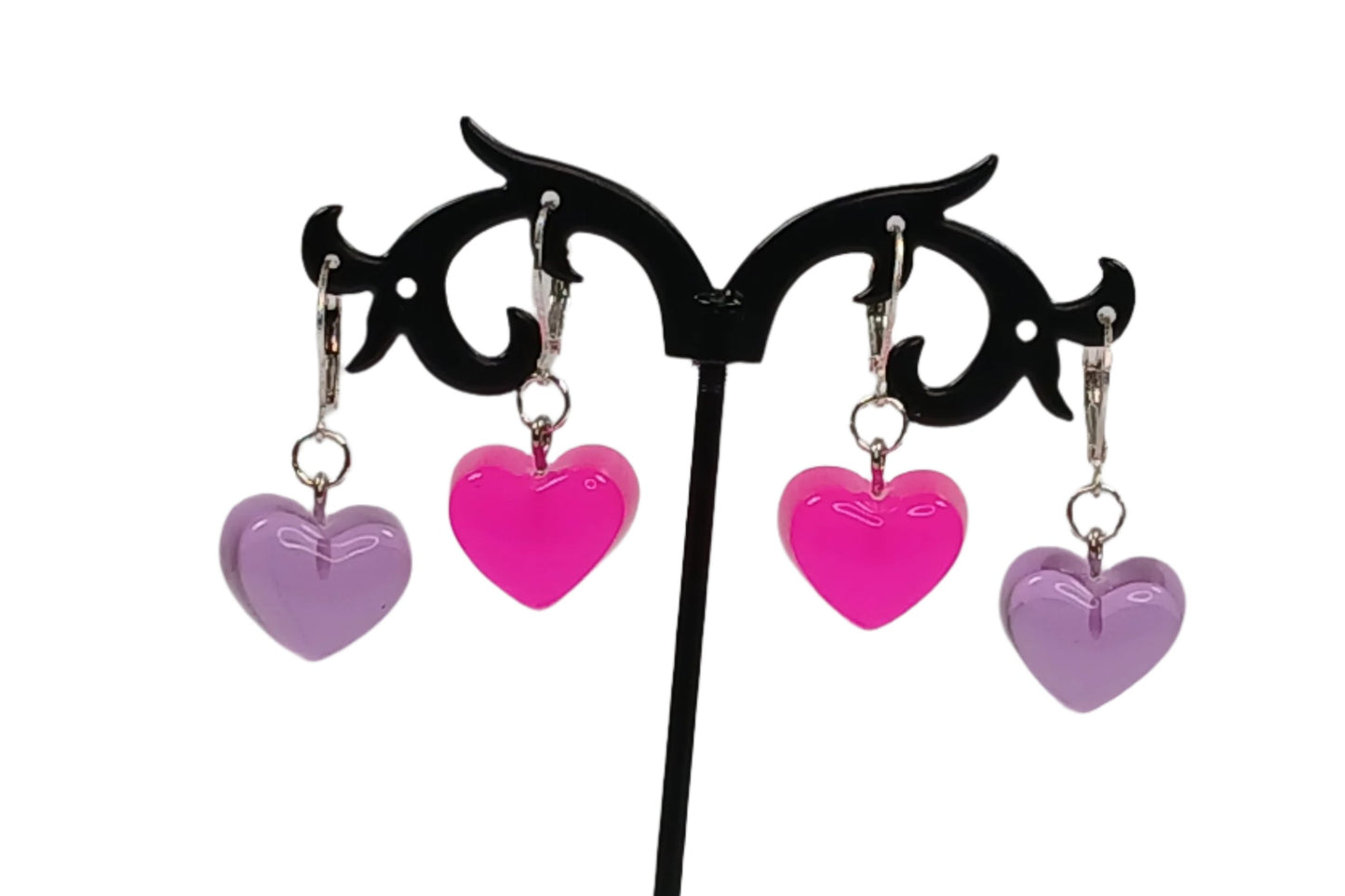 Colorful Heart Bubblegum Dangling Earrings