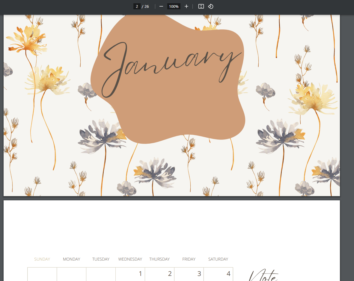 Blossom 2025 Calendar - Downloadable Planner for the New Year