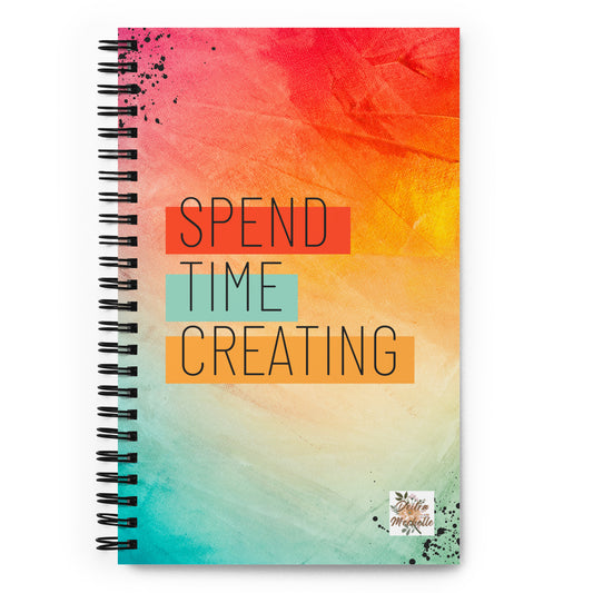 Spend Time Creating Spiral Notebook | Dotted Pages Notebook | Spiral Notebook Journal