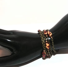 Cargar imagen en el visor de la galería, Leopard Skin Beaded Necklace-Antique Bronze-Link-Wrap Bracelet
