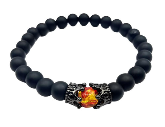 Black Onyx and Chakra Crown Bracelet-Chakra Bracelet-Unisex Bracelet