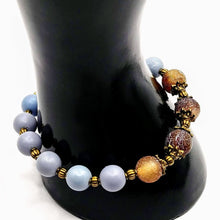 Load image into Gallery viewer, Blue Wood Bracelet-Agate Gemstone Bracelet-Blue Wooden Agate Bracelet
