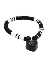 Load image into Gallery viewer, Black And White Heishi Bead Valentine Bracelet With Heart Charm
