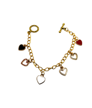 Cargar imagen en el visor de la galería, Heart Link Charm Bracelet-Valentines Day Charm Bracelet
