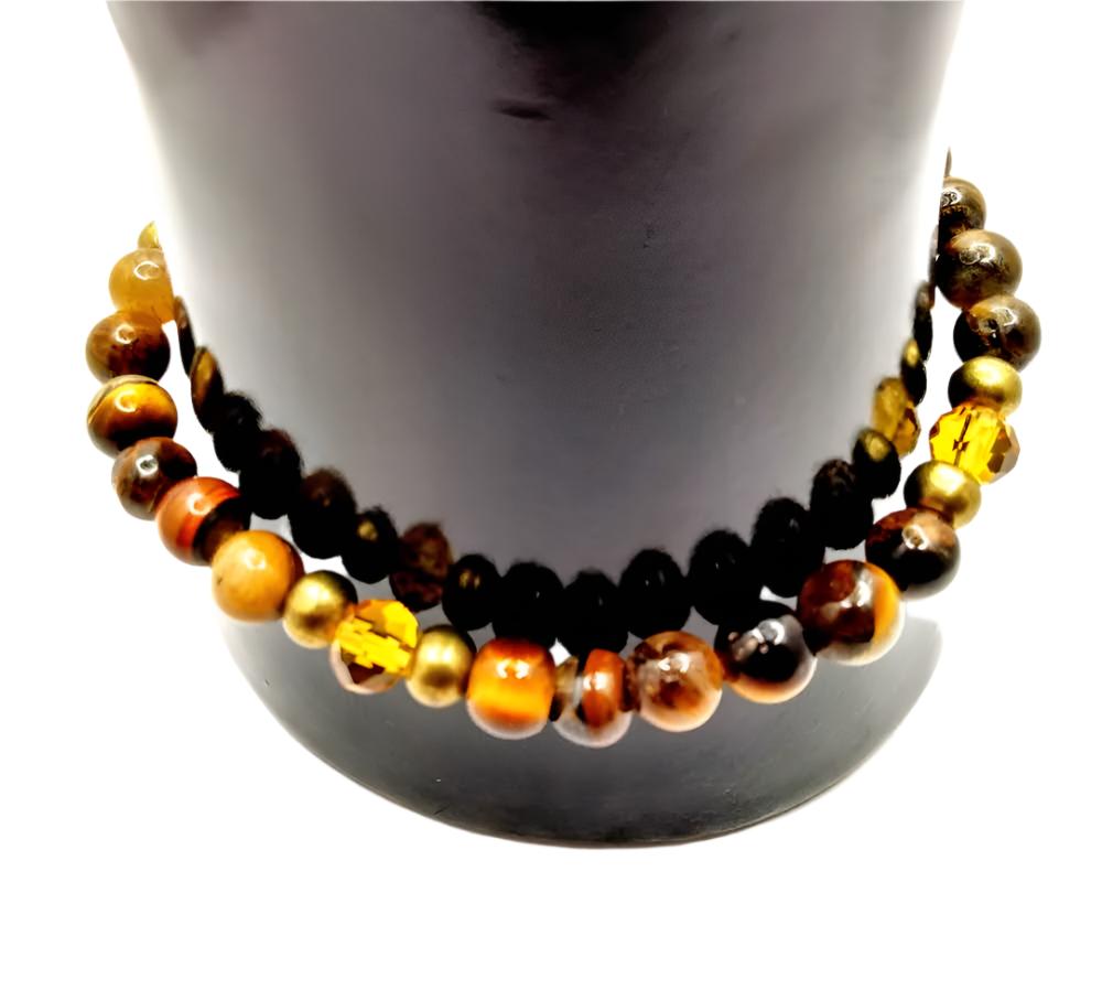 Tiger Eye and Briolette Bracelet-Briolette Bracelet-Unisex Bracelet