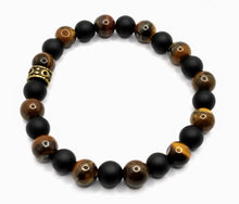 Afbeelding in Gallery-weergave laden, Tiger Eye and Black Onyx Bracelet-Tiger Eye Bracelet-Unisex Bracelet
