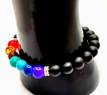 Load image into Gallery viewer, Black Onyx Chakra Bracelet-Lava Stone Chakra Bracelet-Unisex Bracelet
