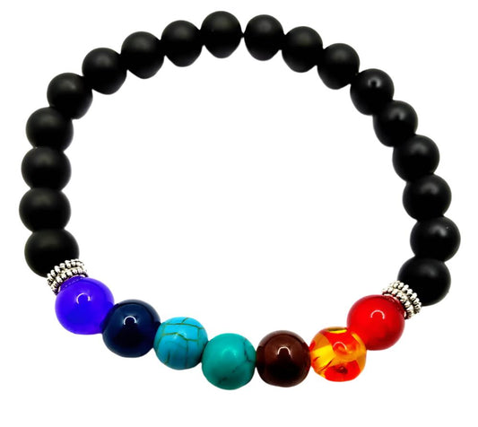 Black Onyx Chakra Bracelet-Lava Stone Chakra Bracelet-Unisex Bracelet