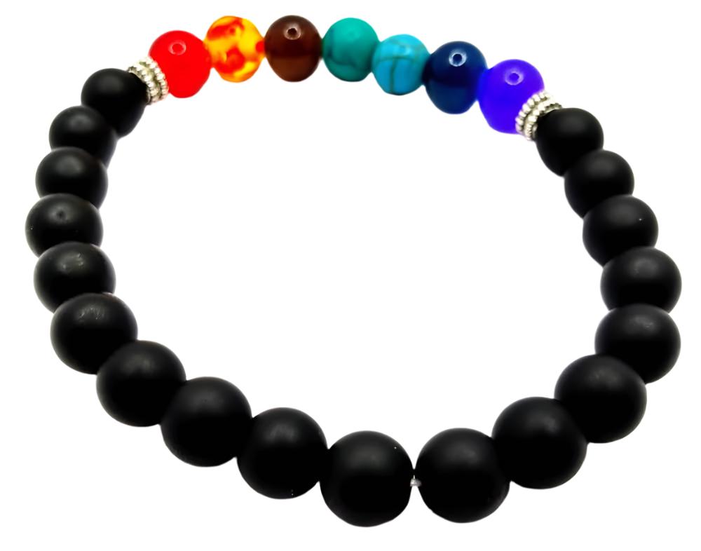 Black Onyx Chakra Bracelet-Lava Stone Chakra Bracelet-Unisex Bracelet