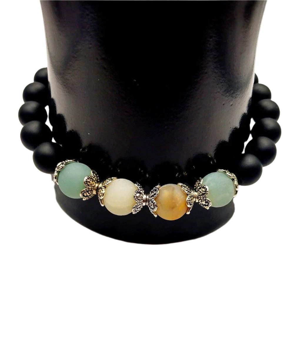 DeFit Designs Amazonite And Onyx Bracelet-Onyx Bracelet-Amazonite Bracelet