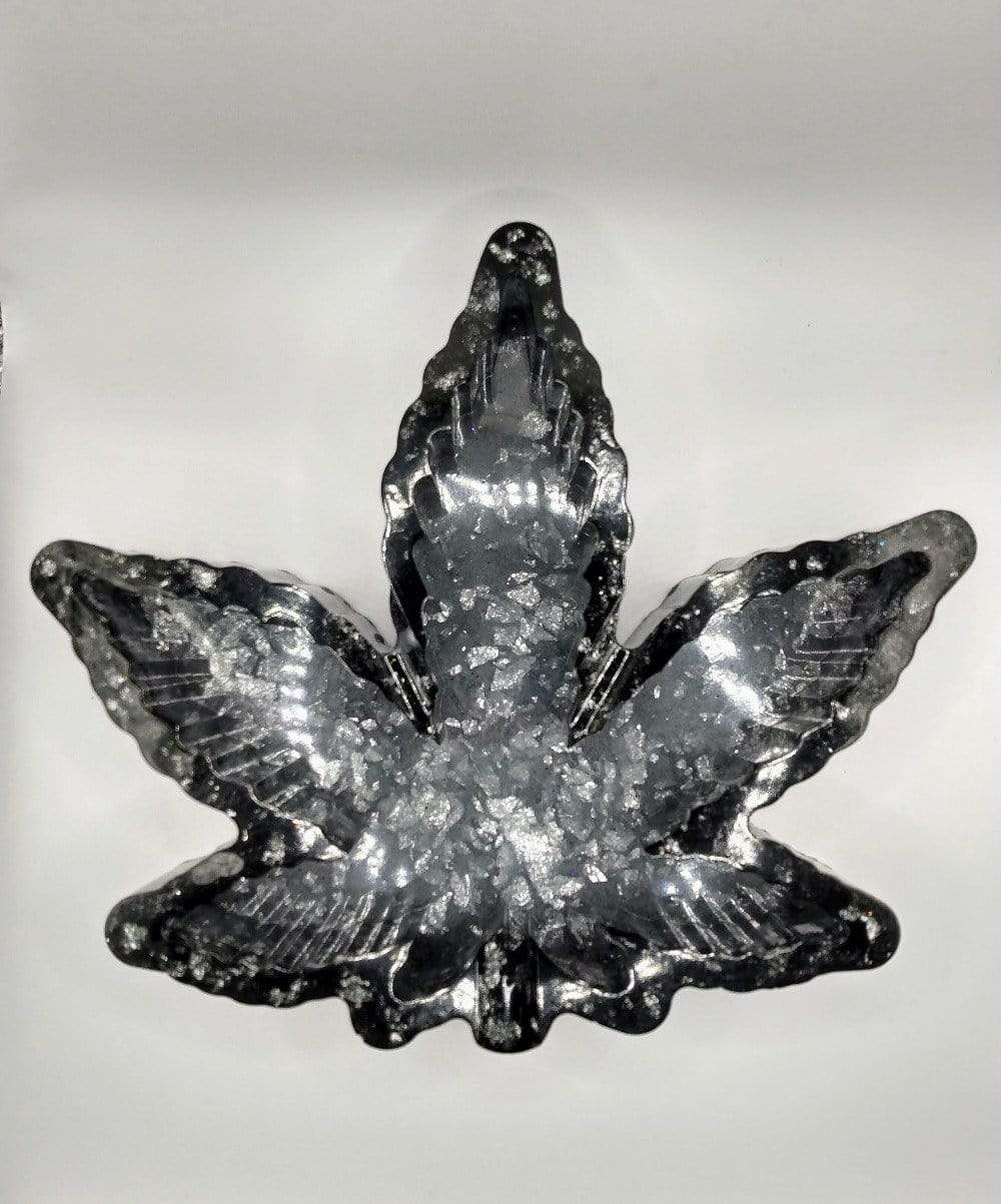 DeFit Designs Ashtrays Blk/Grey/Slvr Weed Smokers Ashtray-Weed Leaf Ashtray-Marijuana Ashtray