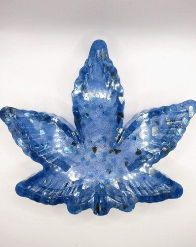 DeFit Designs Ashtrays Blue/Clear Weed Smokers Ashtray-Weed Leaf Ashtray-Marijuana Ashtray