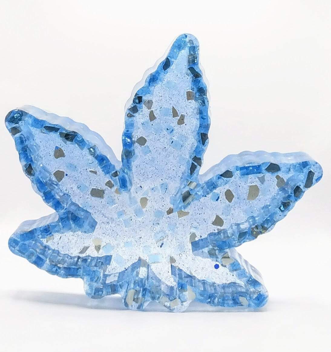 DeFit Designs Ashtrays Blue/Clear Weed Smokers Ashtray-Weed Leaf Ashtray-Marijuana Ashtray