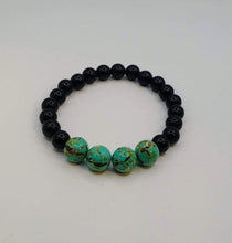 Load image into Gallery viewer, DeFit Designs BRACELET 6 1/2 inches Turquoise Howlite Gemstone Bracelet-Howlite And Onyx Bracelet

