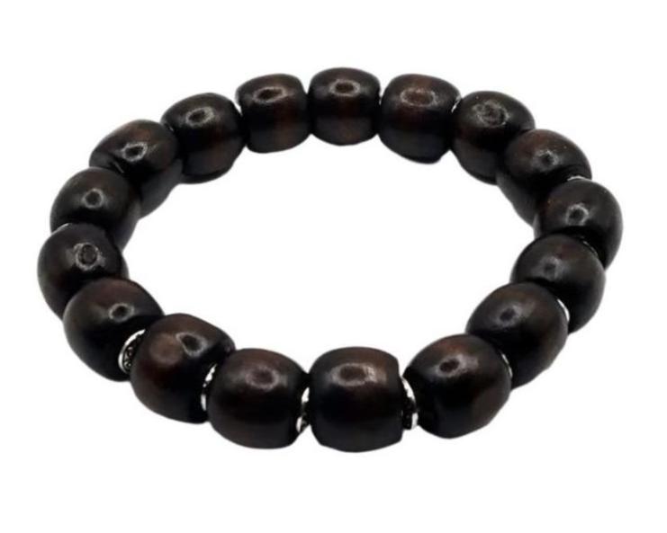 DeFit Designs BRACELET 6 inches Coconut Brown Wooden Bead Bracelet-Wood Barrel Bracelet