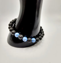 Charger l&#39;image dans la galerie, DeFit Designs BRACELET Black And White Lava Stone Bracelet-Lnk Blue Bead Bracelet
