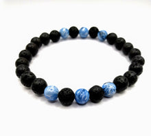 Afbeelding in Gallery-weergave laden, DeFit Designs BRACELET Blue And White Lava Stone Bracelet-Lnk Blue Bead Bracelet
