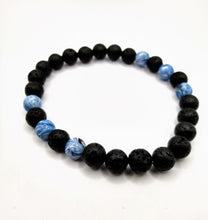 Load image into Gallery viewer, DeFit Designs BRACELET Blue And White Lava Stone Bracelet-Lnk Blue Bead Bracelet
