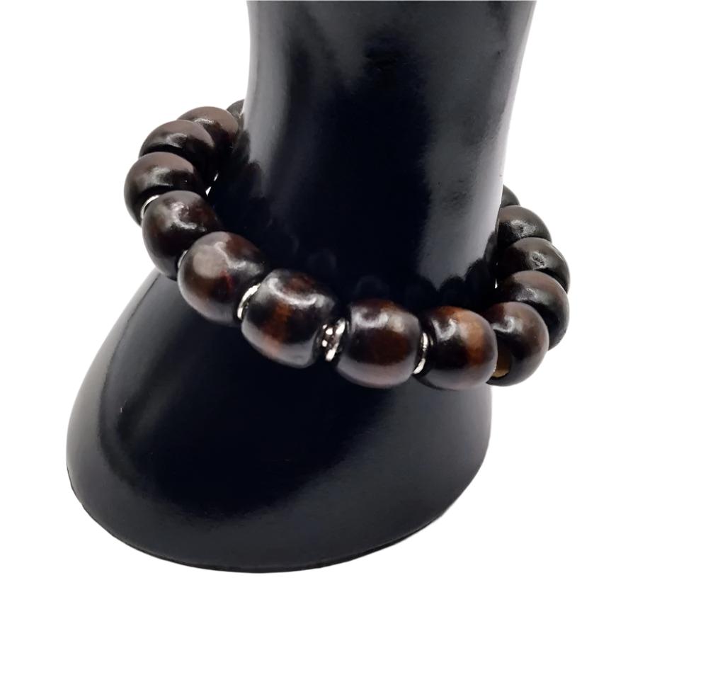 DeFit Designs BRACELET Coconut Brown Wooden Bead Bracelet-Wood Barrel Bracelet