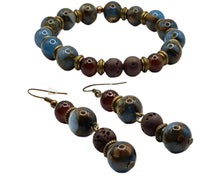 Afbeelding in Gallery-weergave laden, DeFit Designs BRACELET Lava And Natural Stone Bracelet And Earring Set-Brown Lava Stone
