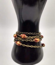 Afbeelding in Gallery-weergave laden, DeFit Designs BRACELET Leopard Skin Beaded Necklace-Antique Bronze-Link-Wrap Bracelet
